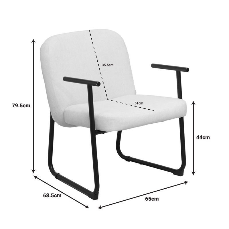 Πολυθρόνα Vindor pakoworld ύφασμα σε κρεμ απόχρωση με μαύρο μεταλλικό πόδι 65x68.5x79.5εκ 8
