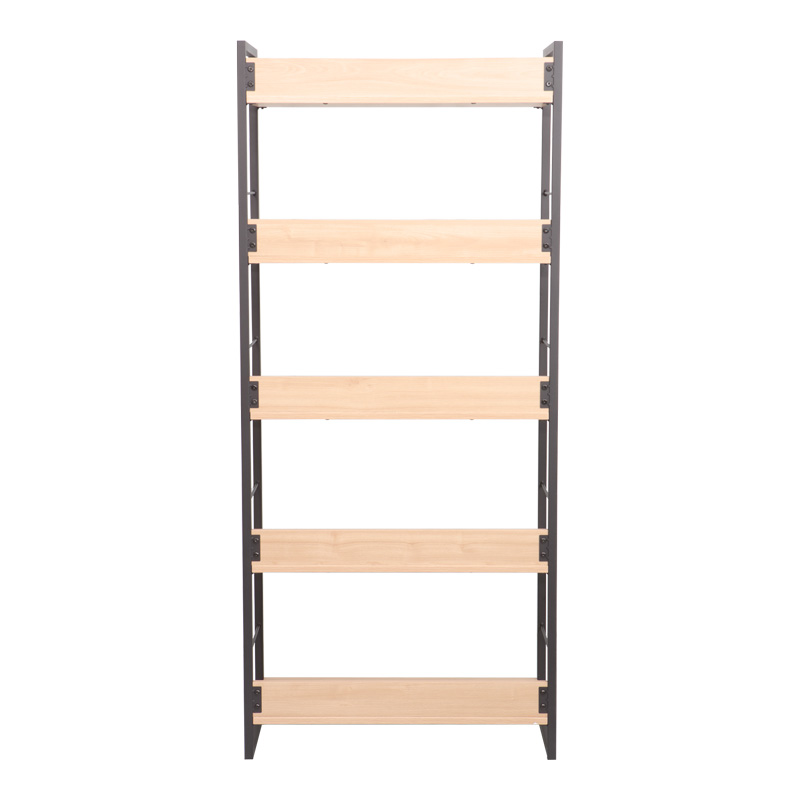 Βιβλιοθήκη Dorfie pakoworld σε φυσική απόχρωση με μαύρο μέταλλο 70x30x159εκ 5