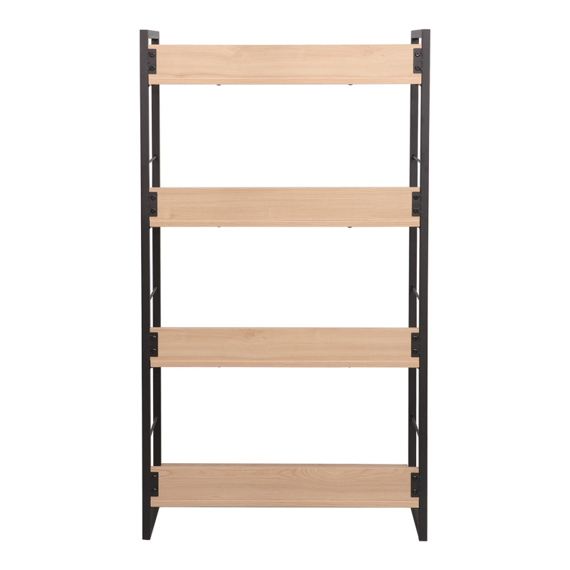 Βιβλιοθήκη Dorfie pakoworld σε φυσική απόχρωση με μαύρο μέταλλο 70x30x124.5εκ 5