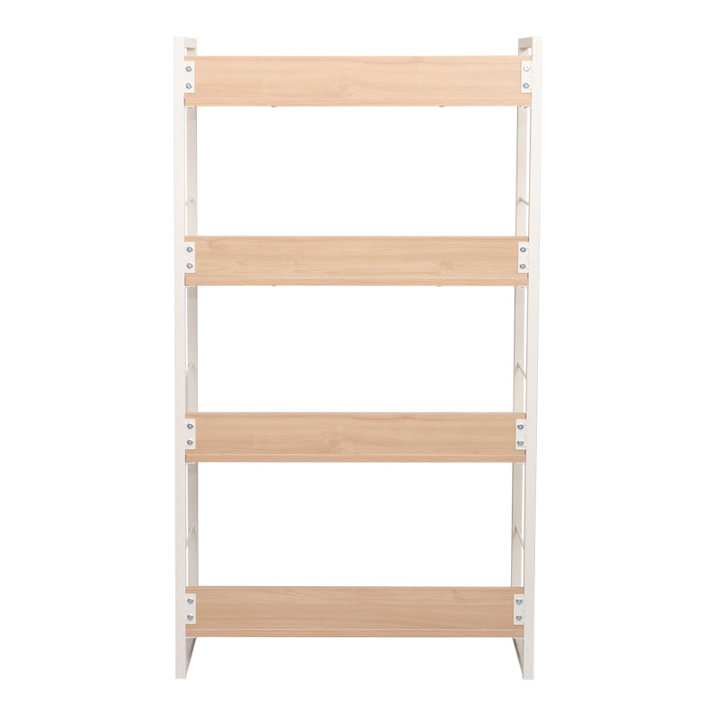 Βιβλιοθήκη Dorfie pakoworld σε φυσική απόχρωση με λευκό μέταλλο 70x30x124.5εκ 5