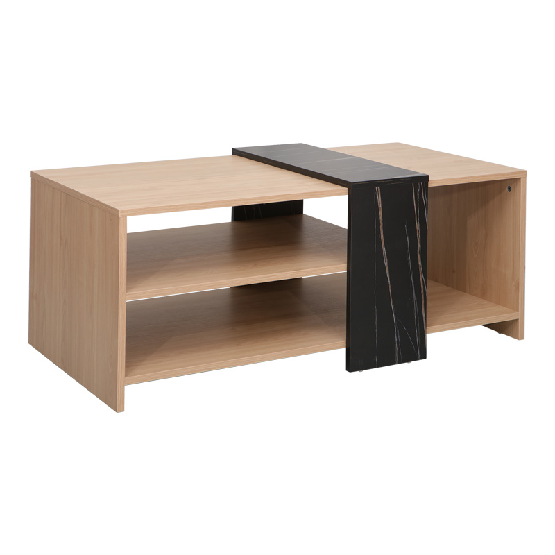 Τραπέζι σαλονιού Cozeto pakoworld σε φυσική απόχρωση με όψη μαρμάρου 100x53x41.5εκ 2