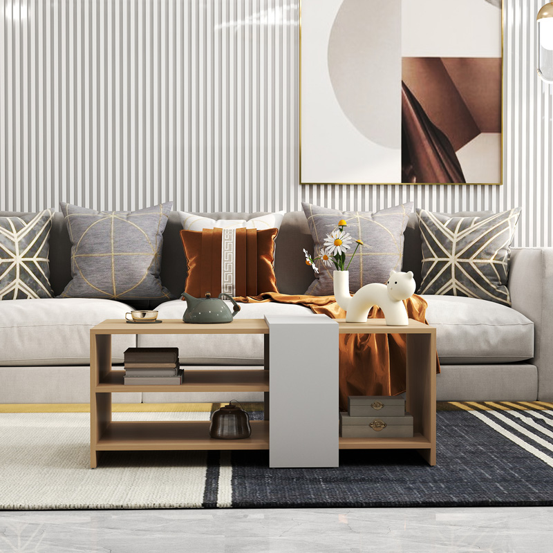 Τραπέζι σαλονιού Cozeto pakoworld σε φυσική-λευκή απόχρωση 100x53x41.5εκ 1