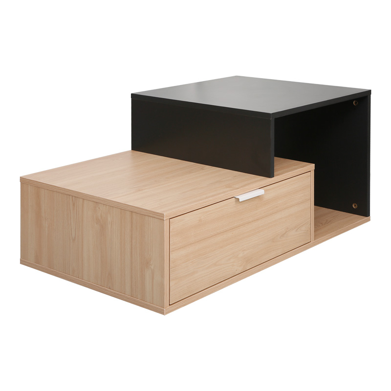 Τραπέζι σαλονιού Vople pakoworld σε φυσική με ανθρακί απόχρωση 90x50x40εκ 2