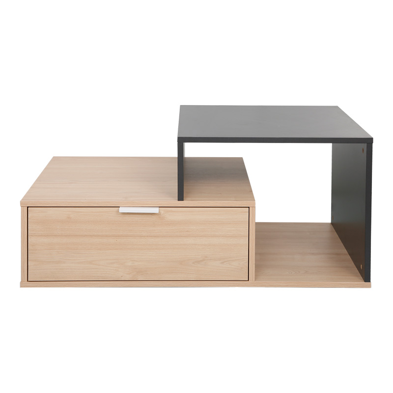 Τραπέζι σαλονιού Vople pakoworld σε φυσική με ανθρακί απόχρωση 90x50x40εκ 3