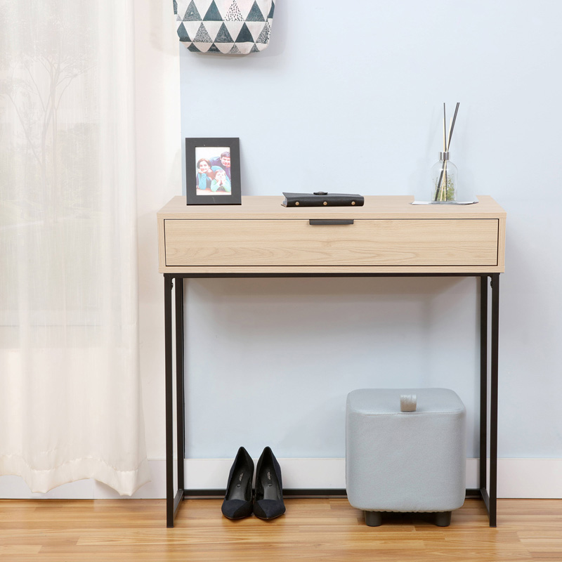 Κονσόλα Joumpa pakoworld με συρτάρι σε φυσική απόχρωση με μαύρο μέταλλο 76,5x28x80εκ 2