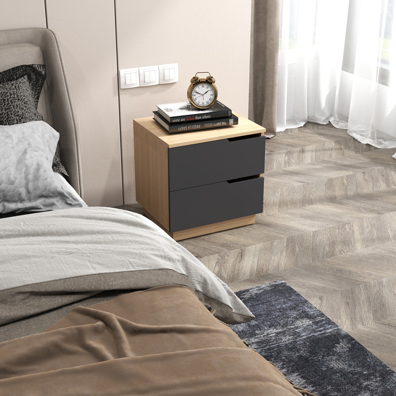 Κομοδίνο Verena pakoworld σε φυσική-ανθρακί απόχρωση 48x40x48εκ 3