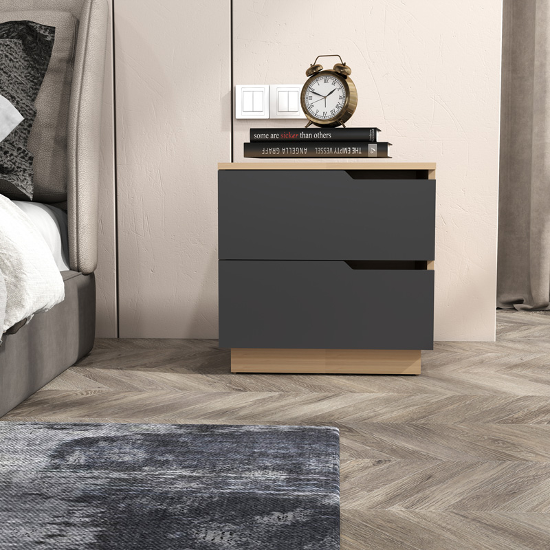 Κομοδίνο Verena pakoworld σε φυσική-ανθρακί απόχρωση 48x40x48εκ 4