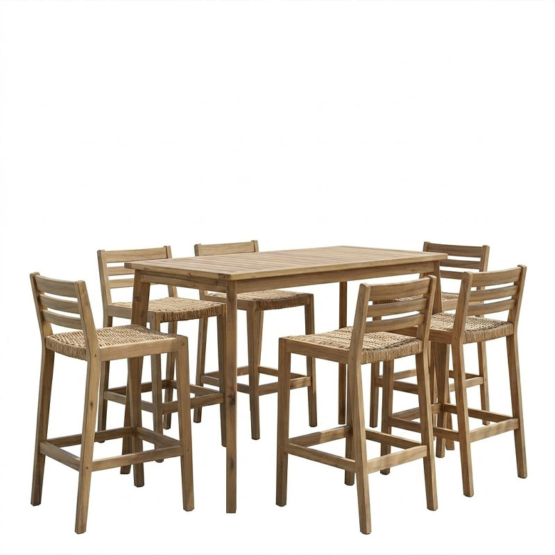 Τραπεζαρία Bravo pakoworld σετ 7 τμχ μασίφ ξύλο ακακίας 130x70x90εκ 2