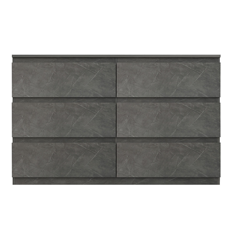 Συρταριέρα Cindy pakoworld 6 συρταριών γκρι μαρμάρου 120x40x75εκ 2