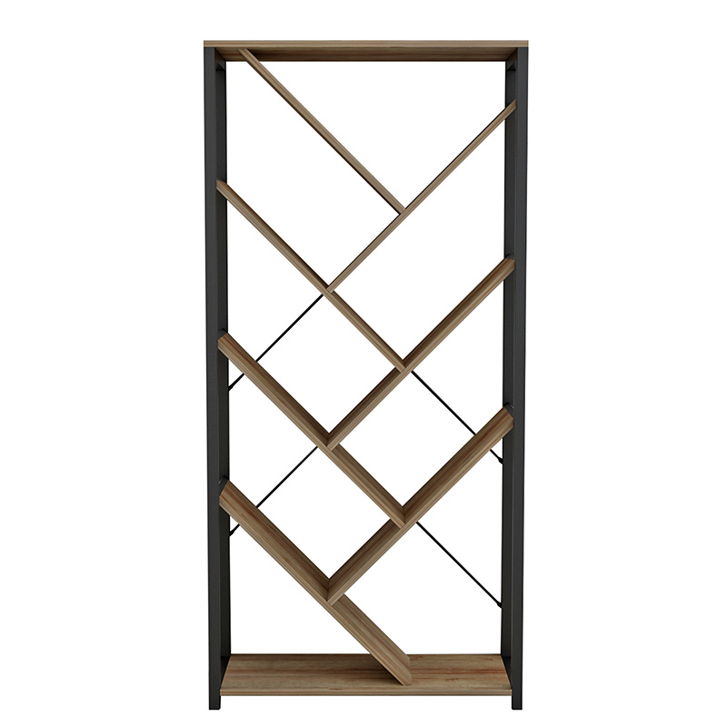 Βιβλιοθήκη Alex pakoworld φυσικό-μαύρο 74x30x153εκ 3