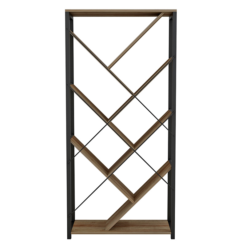 Βιβλιοθήκη Alex pakoworld φυσικό-μαύρο 74x30x153εκ 5