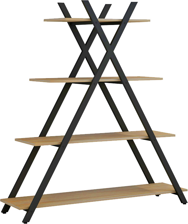 Βιβλιοθήκη Tree pakoworld μαύρο-φυσικό 120x33x135εκ 1