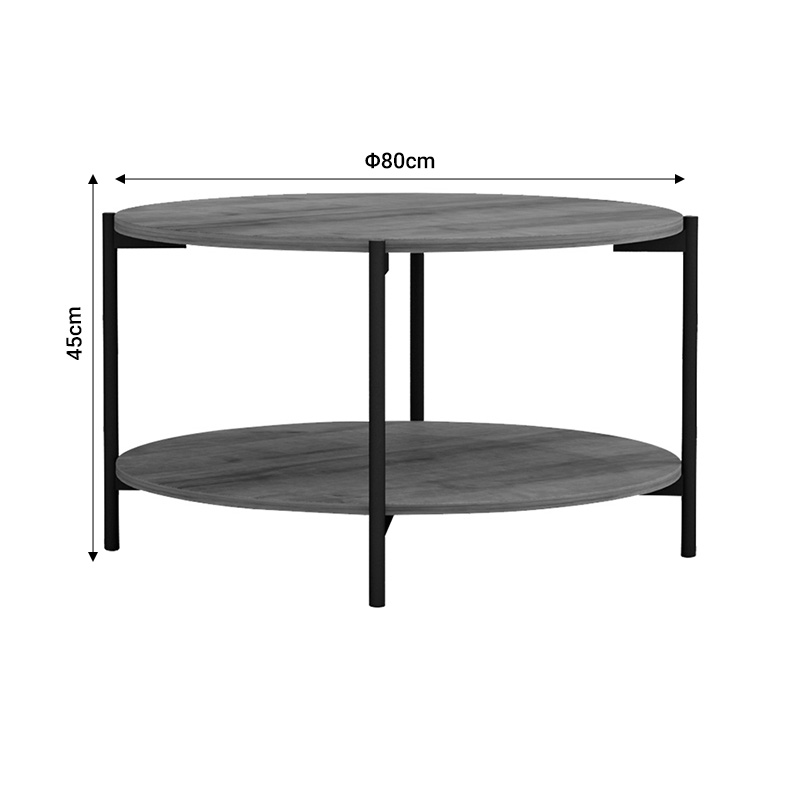 Τραπεζάκι σαλονιού Element pakoworld μελαμίνης φυσικό-μαύρο Φ80x45εκ 7