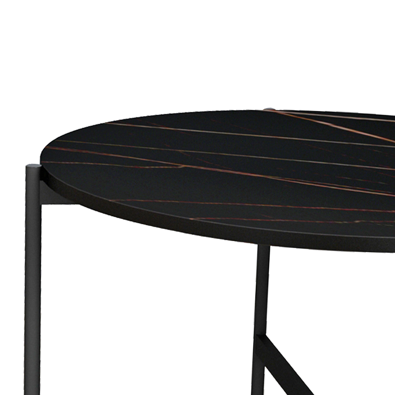 Τραπεζάκι σαλονιού Aisle pakoworld μελαμίνης μαύρο μαρμάρου-μαύρο μέταλλο Φ80x45εκ 5