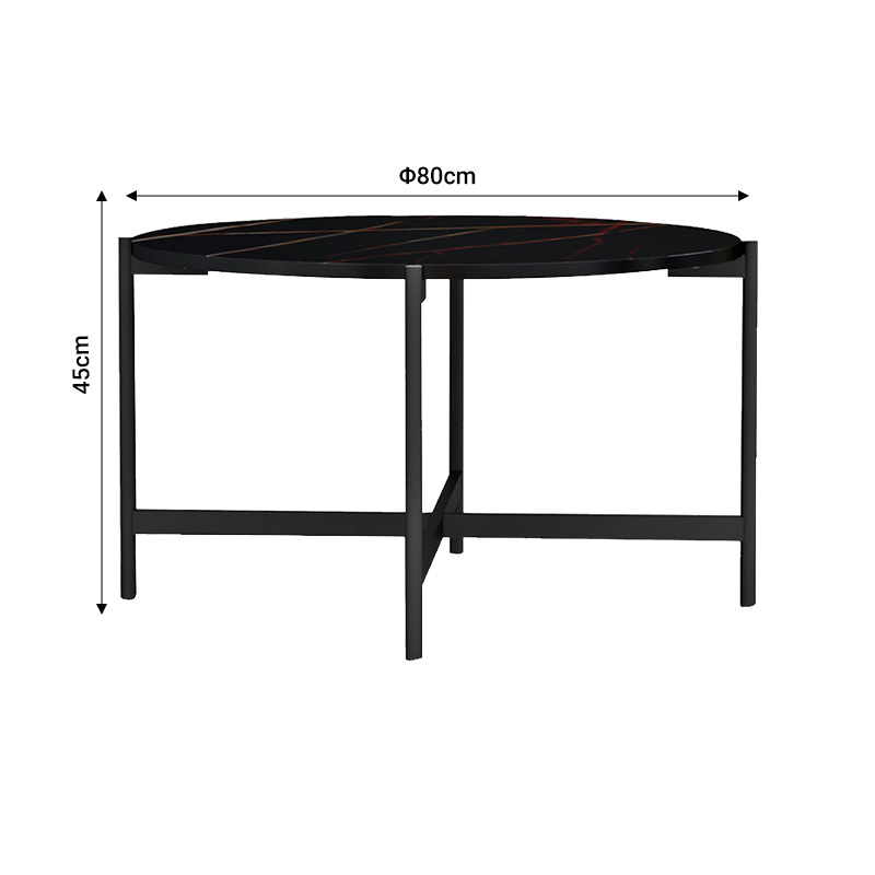 Τραπεζάκι σαλονιού Aisle pakoworld μελαμίνης μαύρο μαρμάρου-μαύρο μέταλλο Φ80x45εκ 7