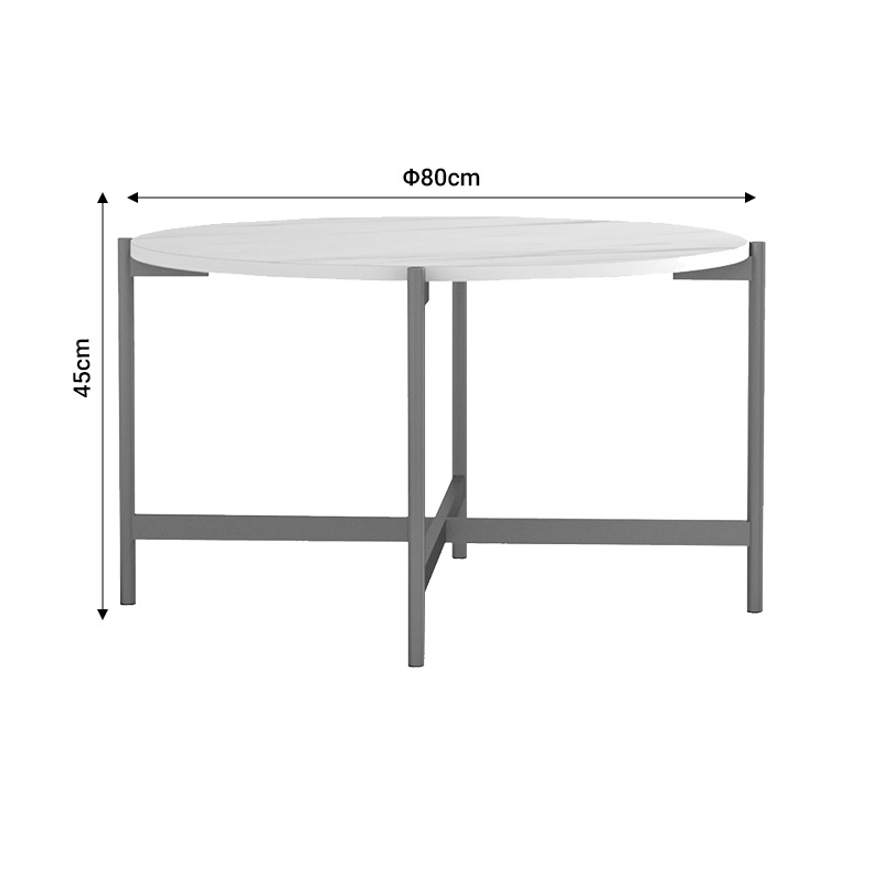 Τραπεζάκι σαλονιού Aisle pakoworld μελαμίνης λευκό μαρμάρου-χρυσό μέταλλο Φ80x45εκ 7