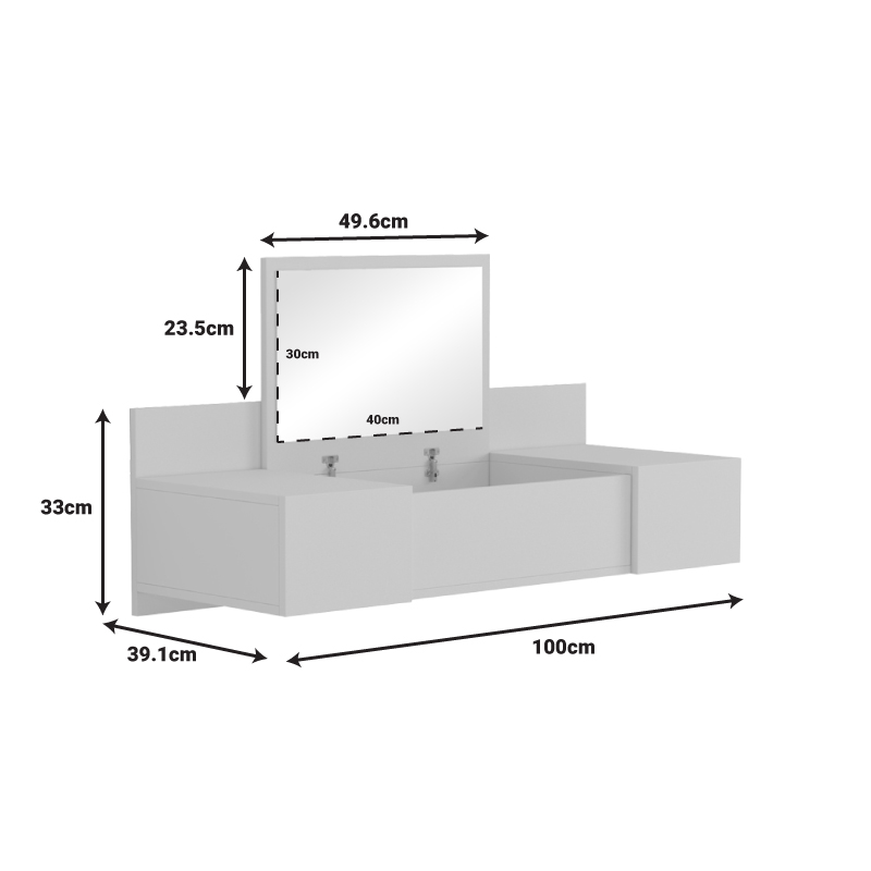 Τουαλέτα κρεβατοκάμαρας Paltar pakoworld επιτοίχια με καθρέπτη σε ανθρακί απόχρωση 100x39.1x33εκ 5