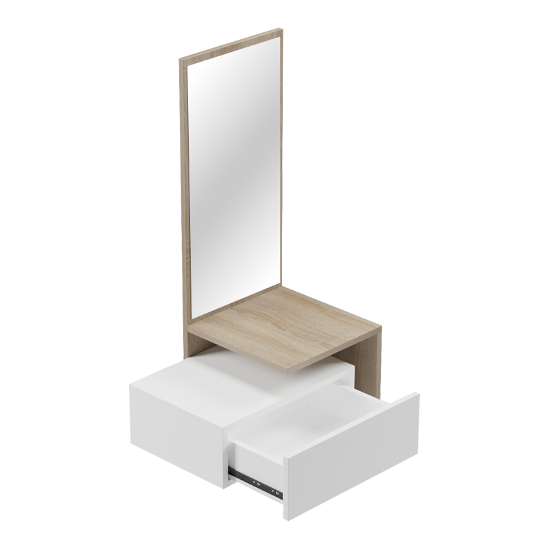 Έπιπλο εισόδου Kendi pakoworld επιτοίχιο με καθρέπτη σε λευκό-sonoma απόχρωση 49.1x31.3x90εκ 3