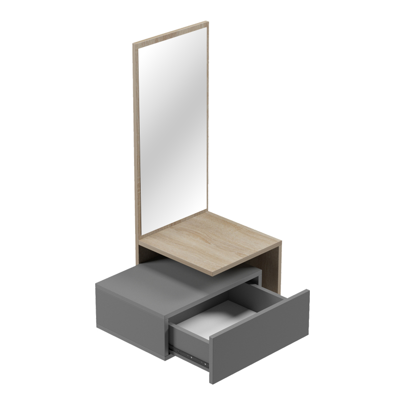 Έπιπλο εισόδου Kendi pakoworld επιτοίχιο με καθρέπτη σε sonoma- ανθρακί 49.1x31.3x90εκ 3