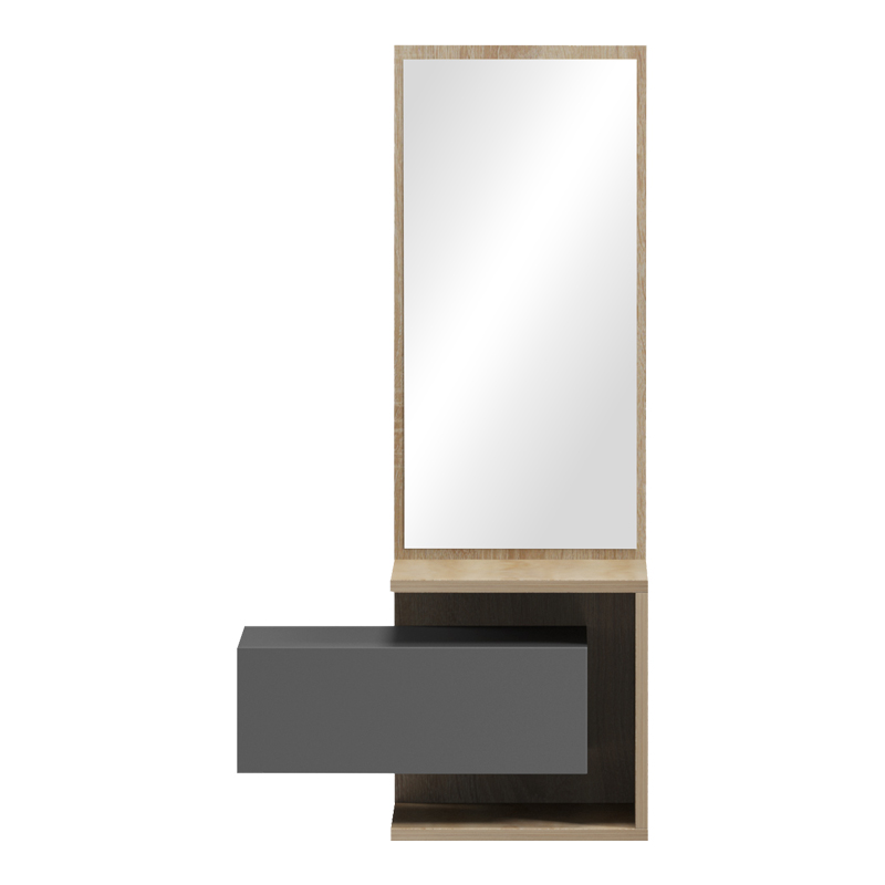 Έπιπλο εισόδου Kendi pakoworld επιτοίχιο με καθρέπτη σε sonoma- ανθρακί 49.1x31.3x90εκ 4