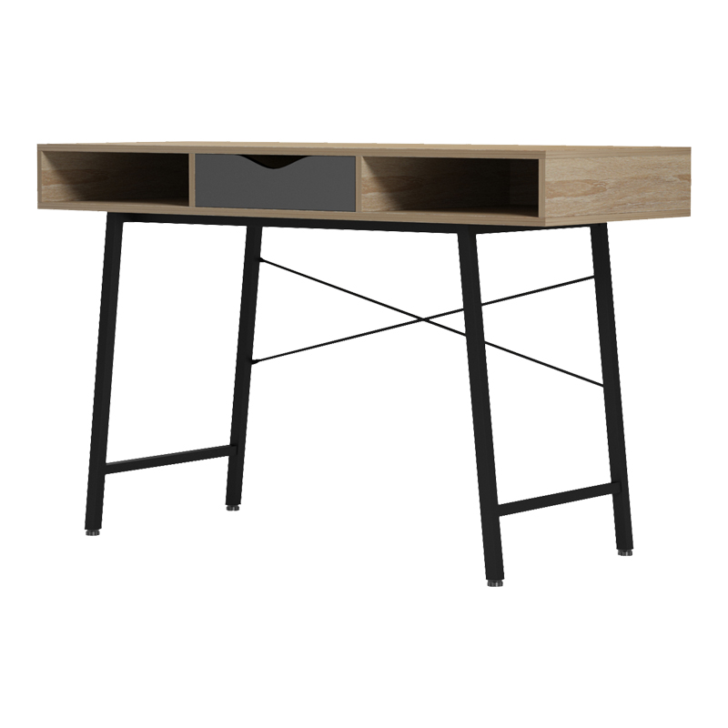 Γραφείο εργασίας Komo pakoworldε sonoma-γκρι - μαύρα μεταλλικά πόδια 120x48x76εκ 4