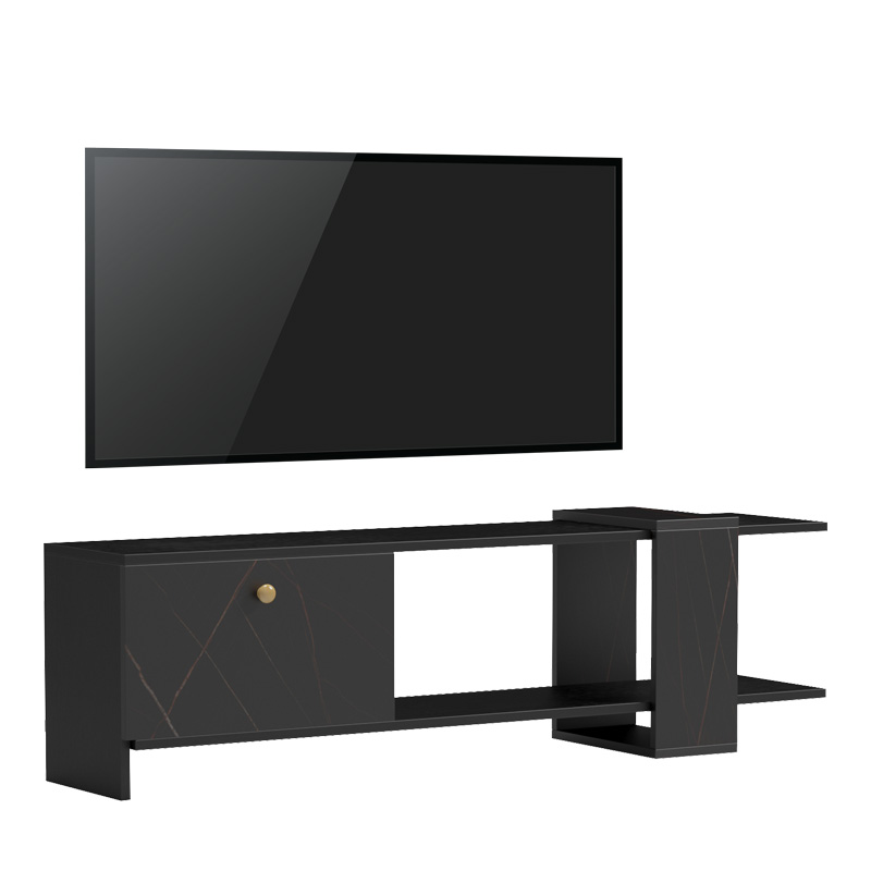 Έπιπλο τηλεόρασης Standi pakoworld σε μαύρο-μαύρο μαρμάρου απόχρωση 120x25x36.8εκ 1