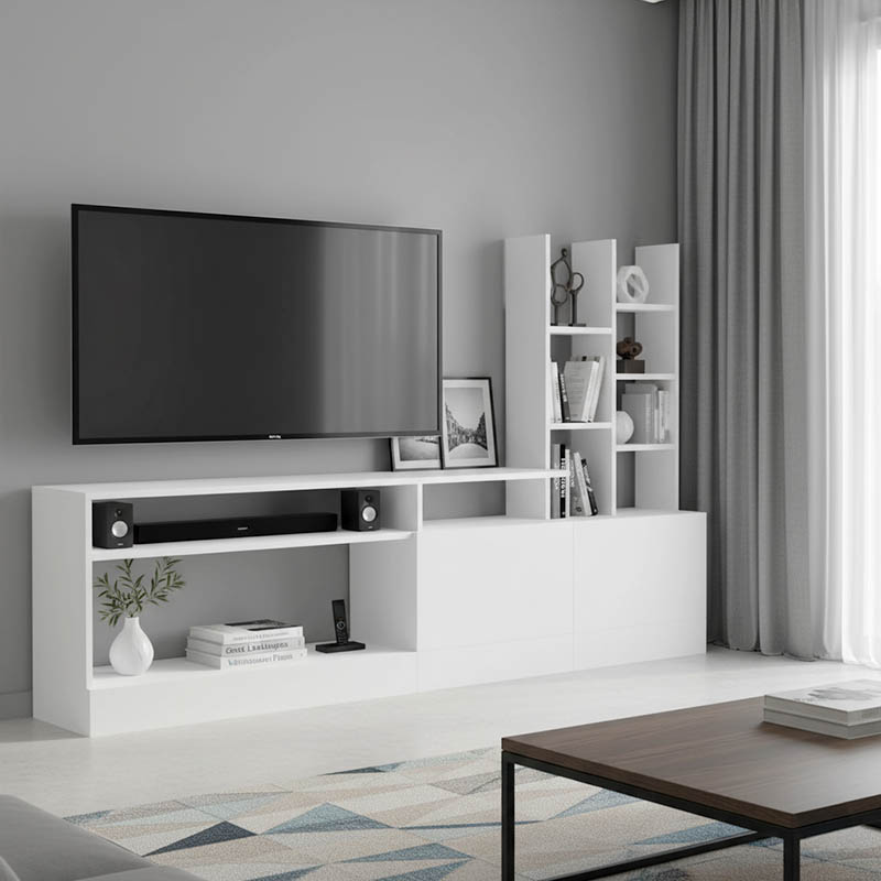 Σύνθετο σαλονιού Seruno pakoworld λευκό 170x25x100εκ 1