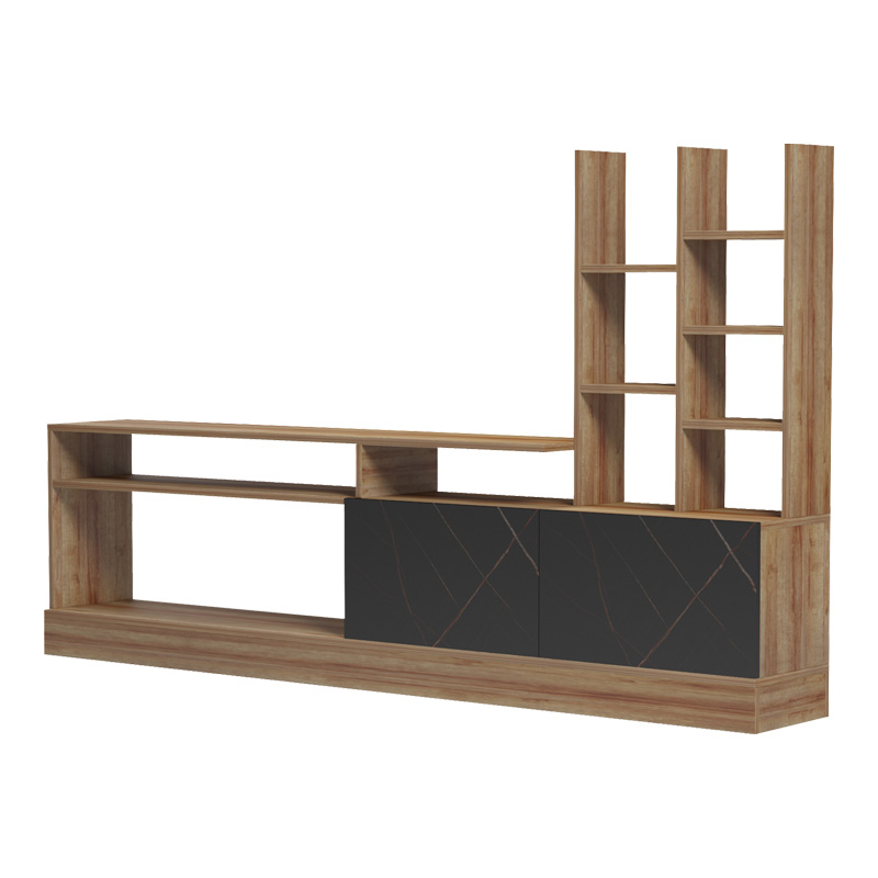 Σύνθετο σαλονιού Seruno pakoworld oak - μαύρο μαρμάρου 170x25x100εκ 5
