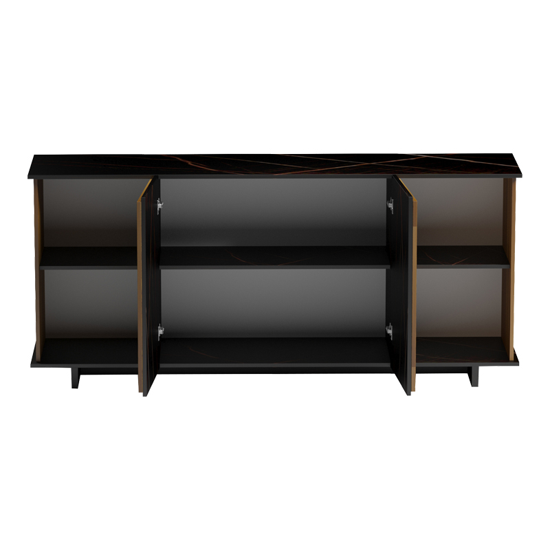 Μπουφές Zafore pakoworld καρυδί- μαύρο μαρμάρου 180x45x80εκ 2