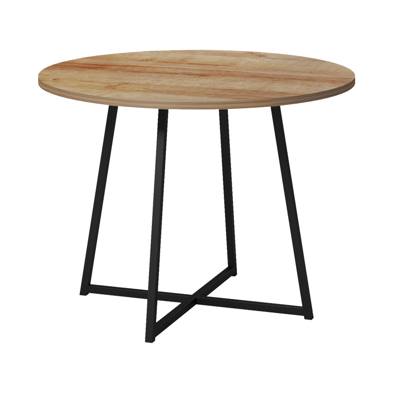 Τραπέζι Sarah Ι pakoworld oak- μαύρα μεταλλικά πόδια Φ100x76εκ 2