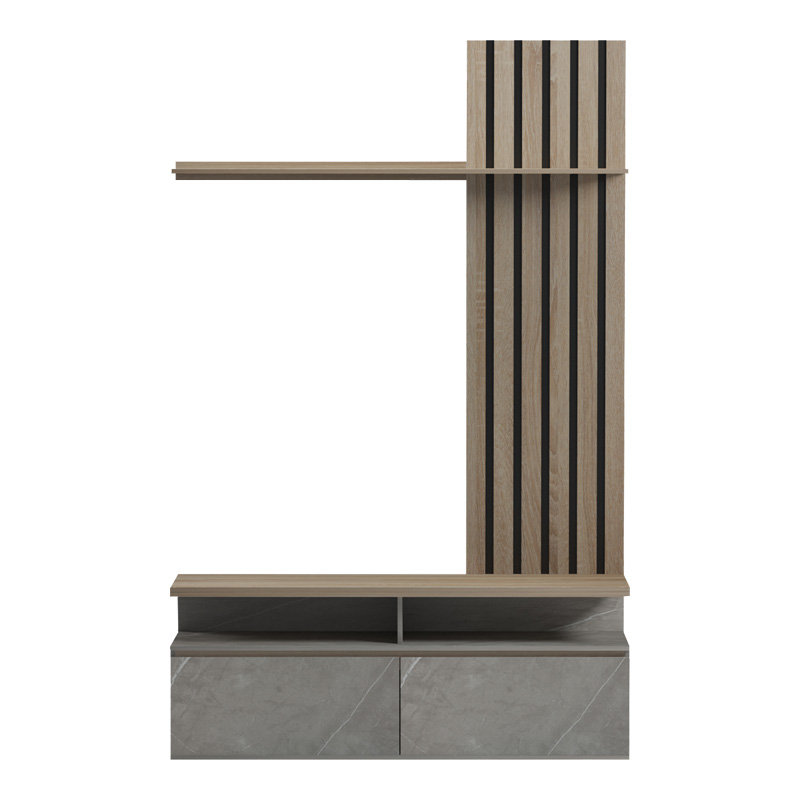 Σύνθετο σαλονιού Perlento pakoworld σε μπεζ μαρμάρου με sonoma απόχρωση 140x41x219.5εκ 4