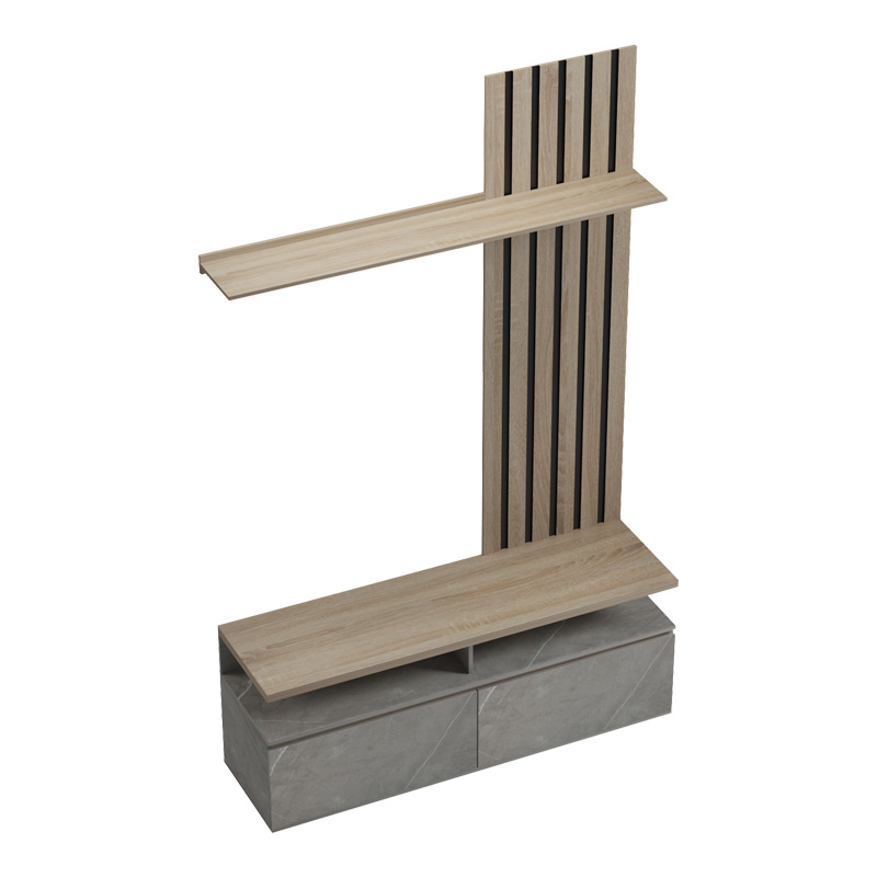 Σύνθετο σαλονιού Perlento pakoworld σε μπεζ μαρμάρου με sonoma απόχρωση 140x41x219.5εκ 6