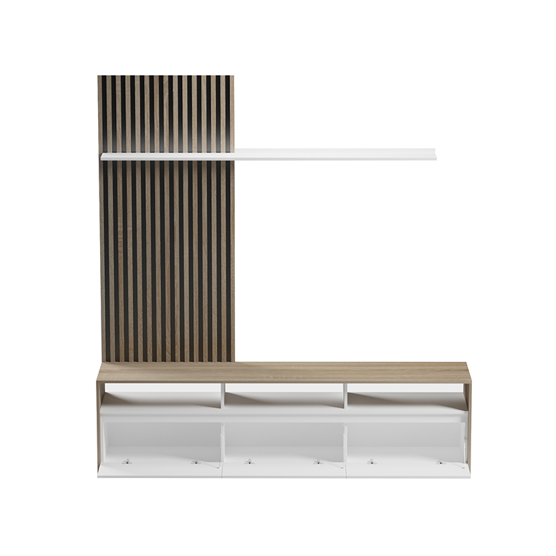 Σύνθετο σαλονιού Delfina pakoworld σε sonoma με λευκή απόχρωση 190x40x199.5εκ 2