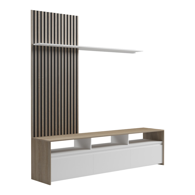 Σύνθετο σαλονιού Delfina pakoworld σε sonoma με λευκή απόχρωση 190x40x199.5εκ 3