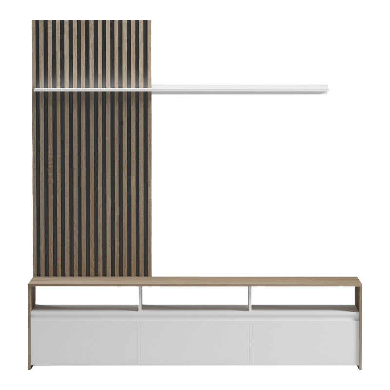 Σύνθετο σαλονιού Delfina pakoworld σε sonoma με λευκή απόχρωση 190x40x199.5εκ 4