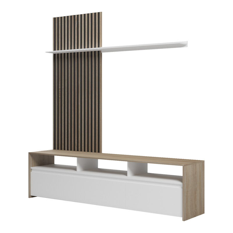 Σύνθετο σαλονιού Delfina pakoworld σε sonoma με λευκή απόχρωση 190x40x199.5εκ 5