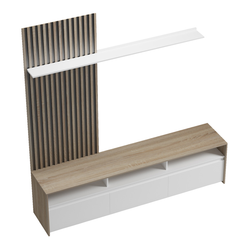 Σύνθετο σαλονιού Delfina pakoworld σε sonoma με λευκή απόχρωση 190x40x199.5εκ 6