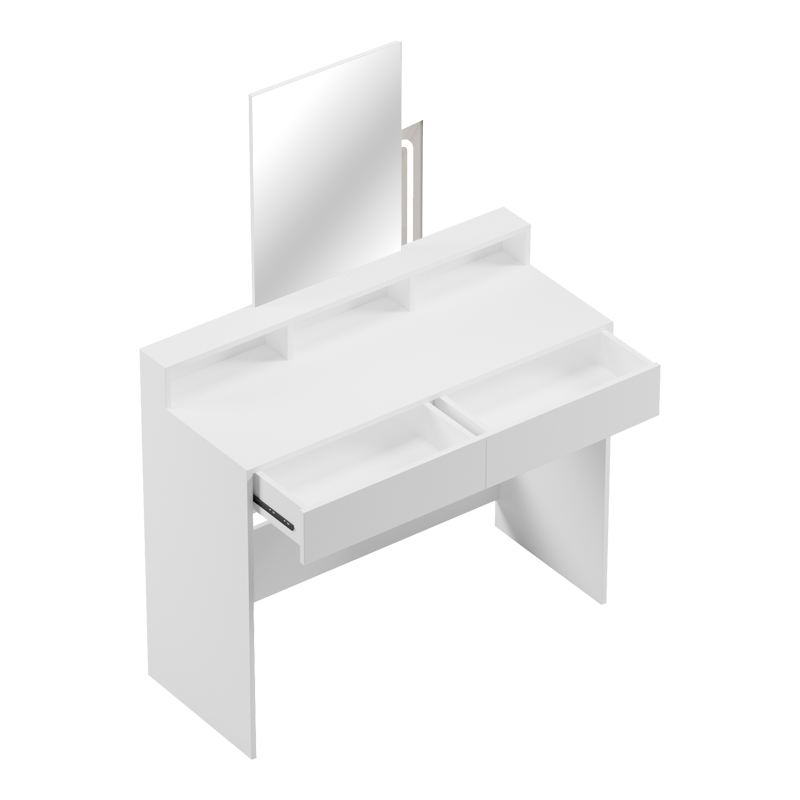 Τουαλέτα κρεβατοκάμαρας Frentsel pakoworld με καθρέπτη σε λευκή απόχρωση 100x40x140εκ 2