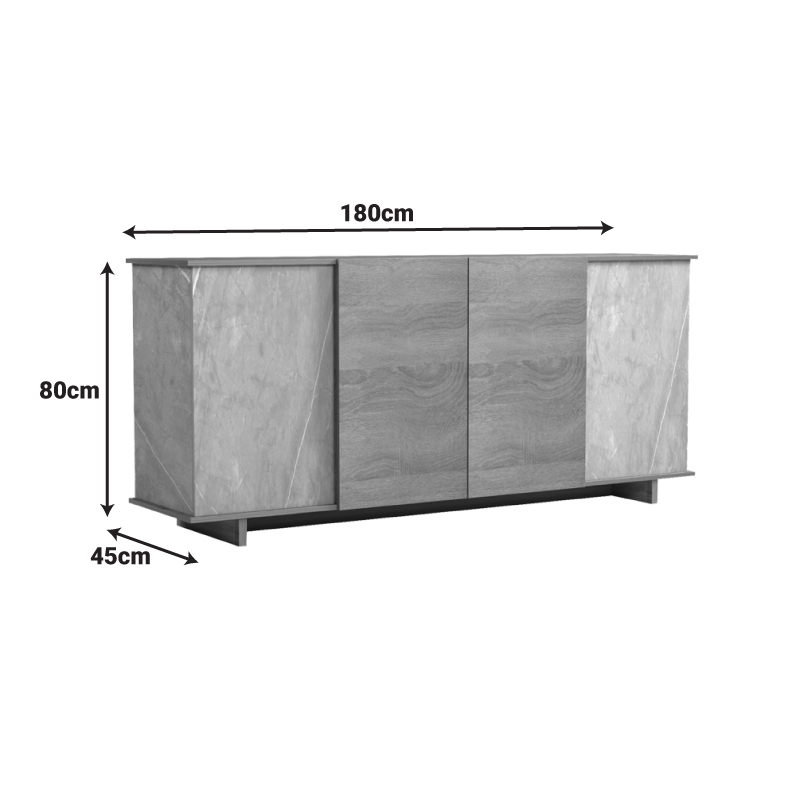 Μπουφές Zafore pakoworld sonoma - γκρι μπεζ όψη μαρμάρου 180x45x80εκ 7