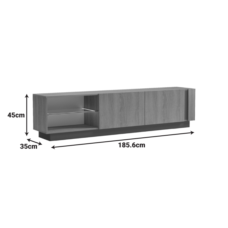 Έπιπλο τηλεόρασης με Led Vario pakoworld sonoma - ανθρακί 185.6x35x45εκ 8