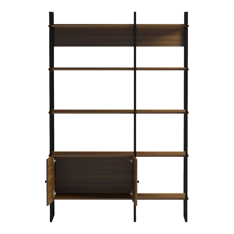 Βιβλιοθήκη Rhombo pakoworld καρυδί-μαύρο 120x35x180εκ 3