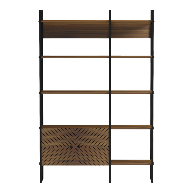 Βιβλιοθήκη Rhombo pakoworld καρυδί-μαύρο 120x35x180εκ 6