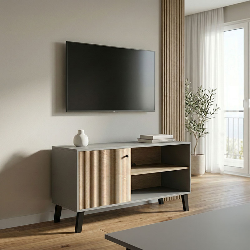 Έπιπλο τηλεόρασης Tuscany pakoworld sonoma-ανθρακί 100x40x51εκ 1