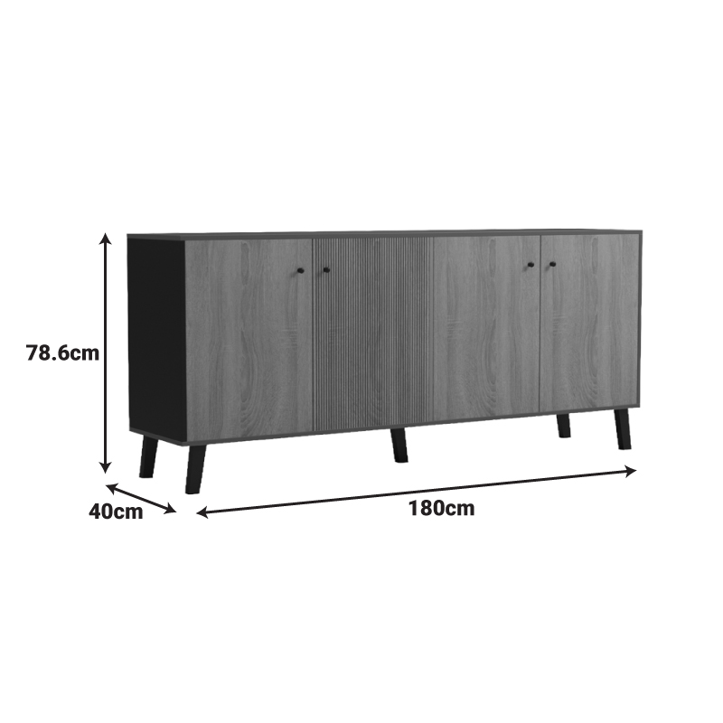Μπουφές Tuscany pakoworld sonoma-ανθρακί 180x40x78.6εκ 8
