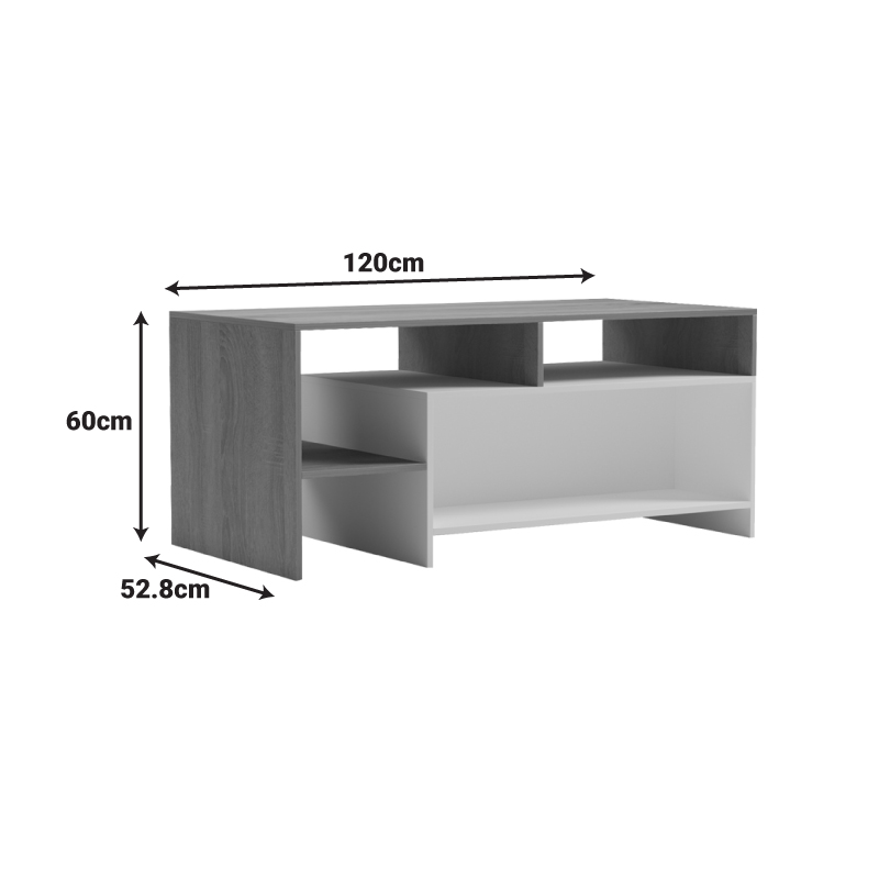 Τραπέζι σαλονιού Consa pakoworld sonoma - λευκό 120x60x52.8εκ 7
