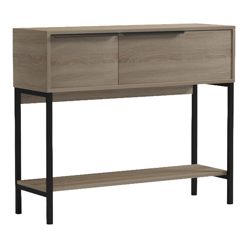 Κονσόλα Nordic pakoworld σε sonoma-μαύρη απόχρωση 90x29,5x76εκ 3