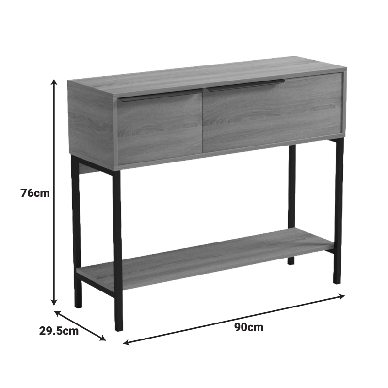 Κονσόλα Nordic pakoworld σε sonoma-μαύρη απόχρωση 90x29,5x76εκ 8