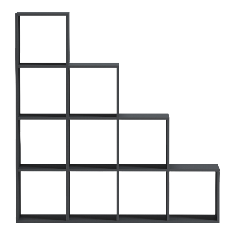 Βιβλιοθήκη Scala pakoworld ανθρακί 129.5x29x129.5εκ 3