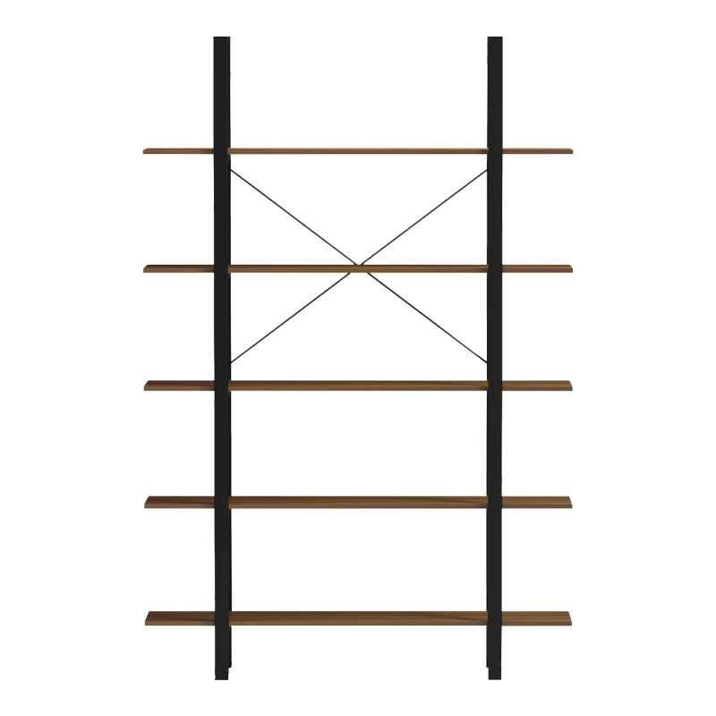 Βιβλιοθήκη-Ραφιέρα Varous pakoworld καρυδί-μαύρο μέταλλο 120x28x180εκ 3