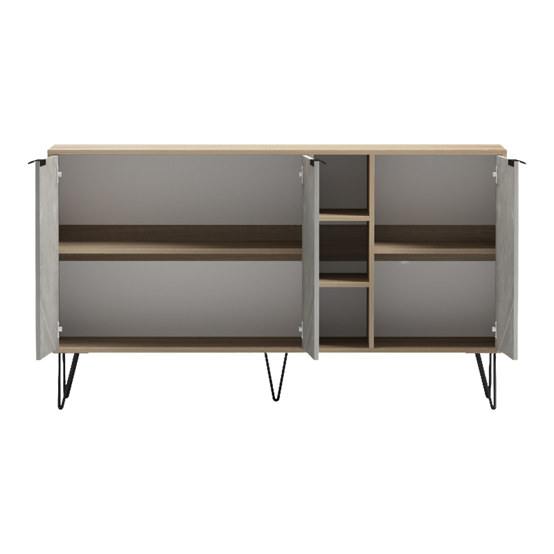 Μπουφές Balain pakoworld sonoma-γκρι μπεζ όψη μαρμάρου 142x35.5x83εκ 2